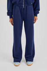 Washed Applique Logo Wide Leg Jogger - Navy