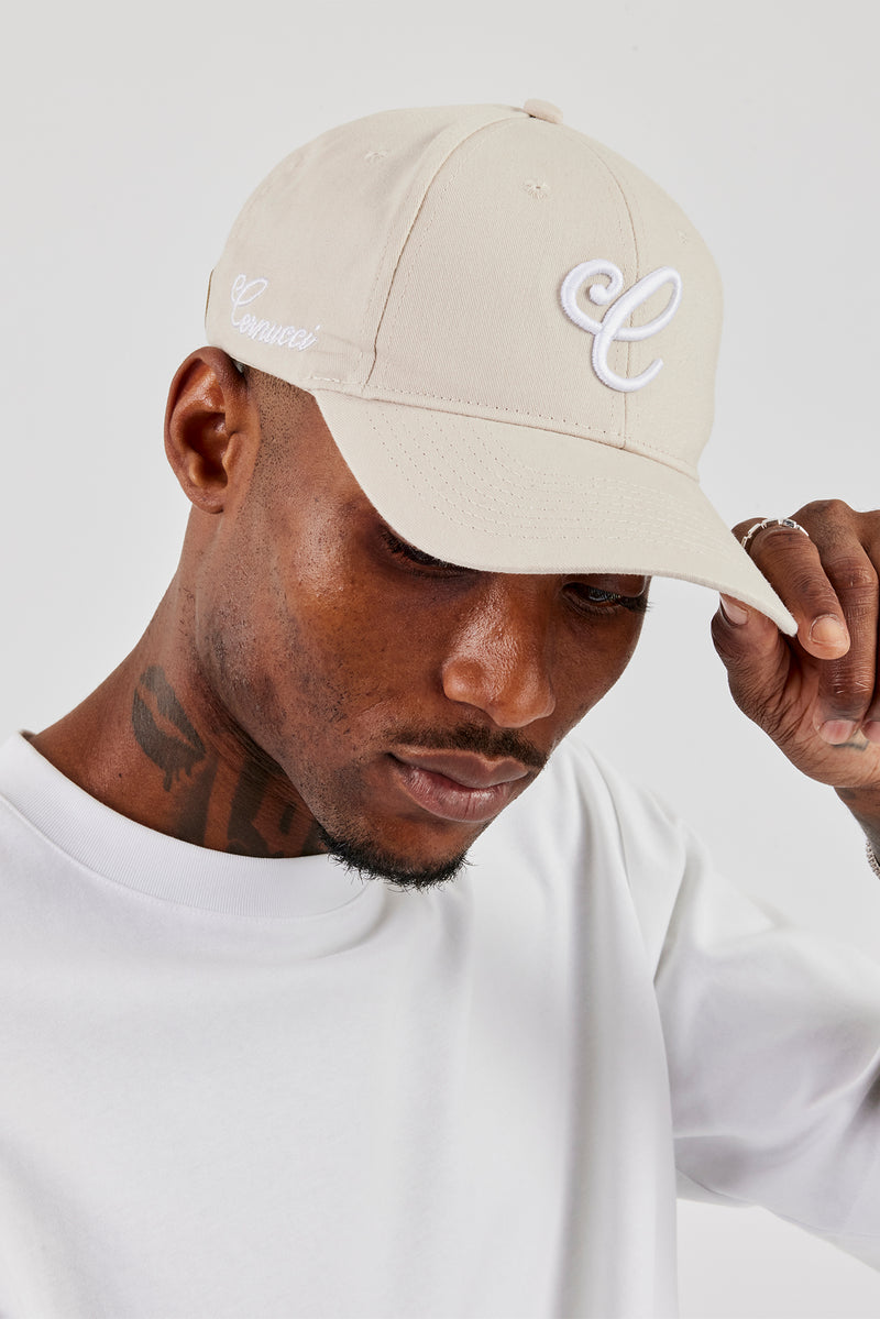 Script Style Cap C Script Embroidered Cap - Stone | Mens Accessories | Shop Caps at ...