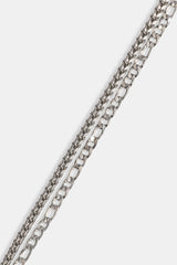 Double Figaro & Franco Bracelet - 3mm - White