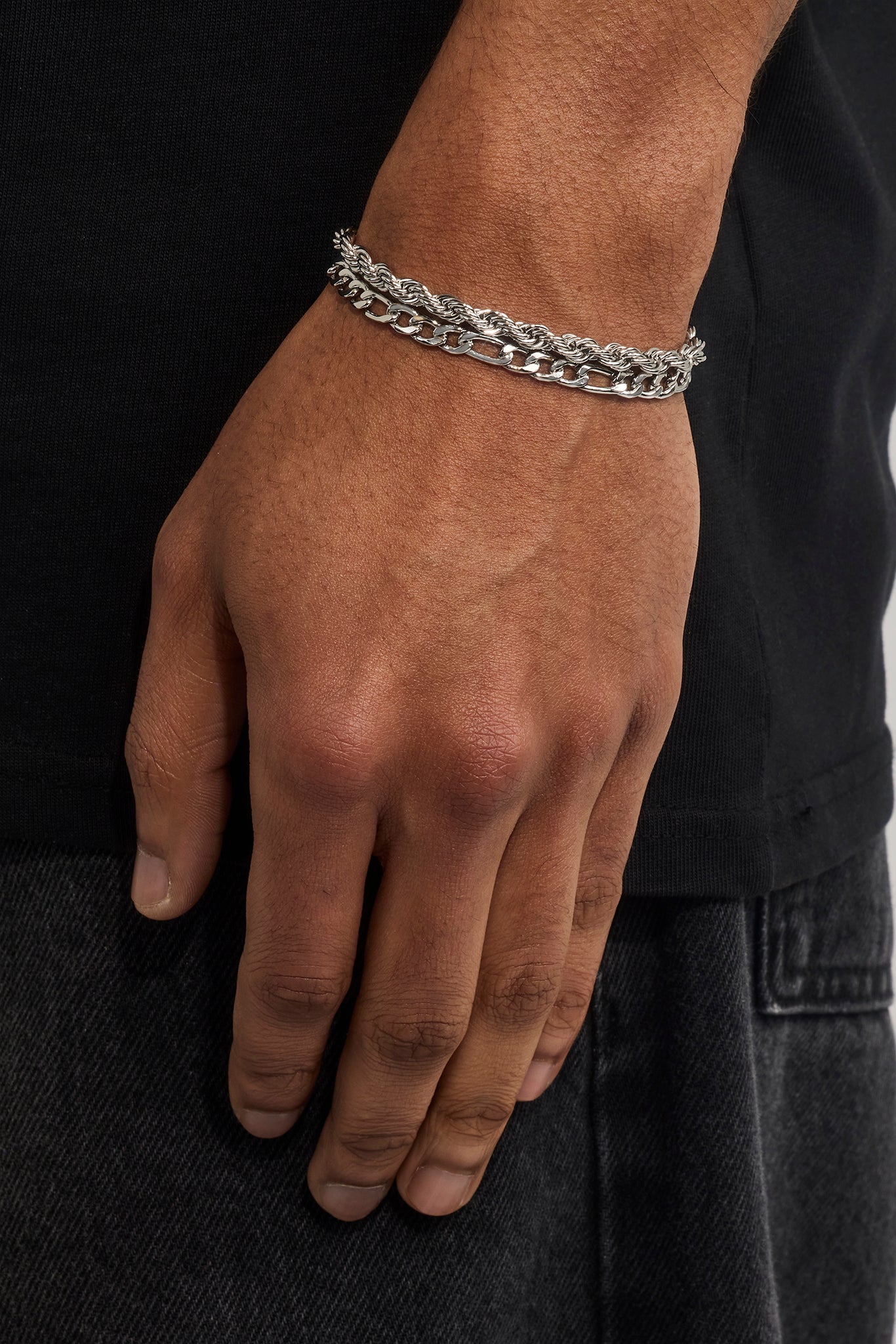 Double Rope & Figaro Bracelet - 5mm - White