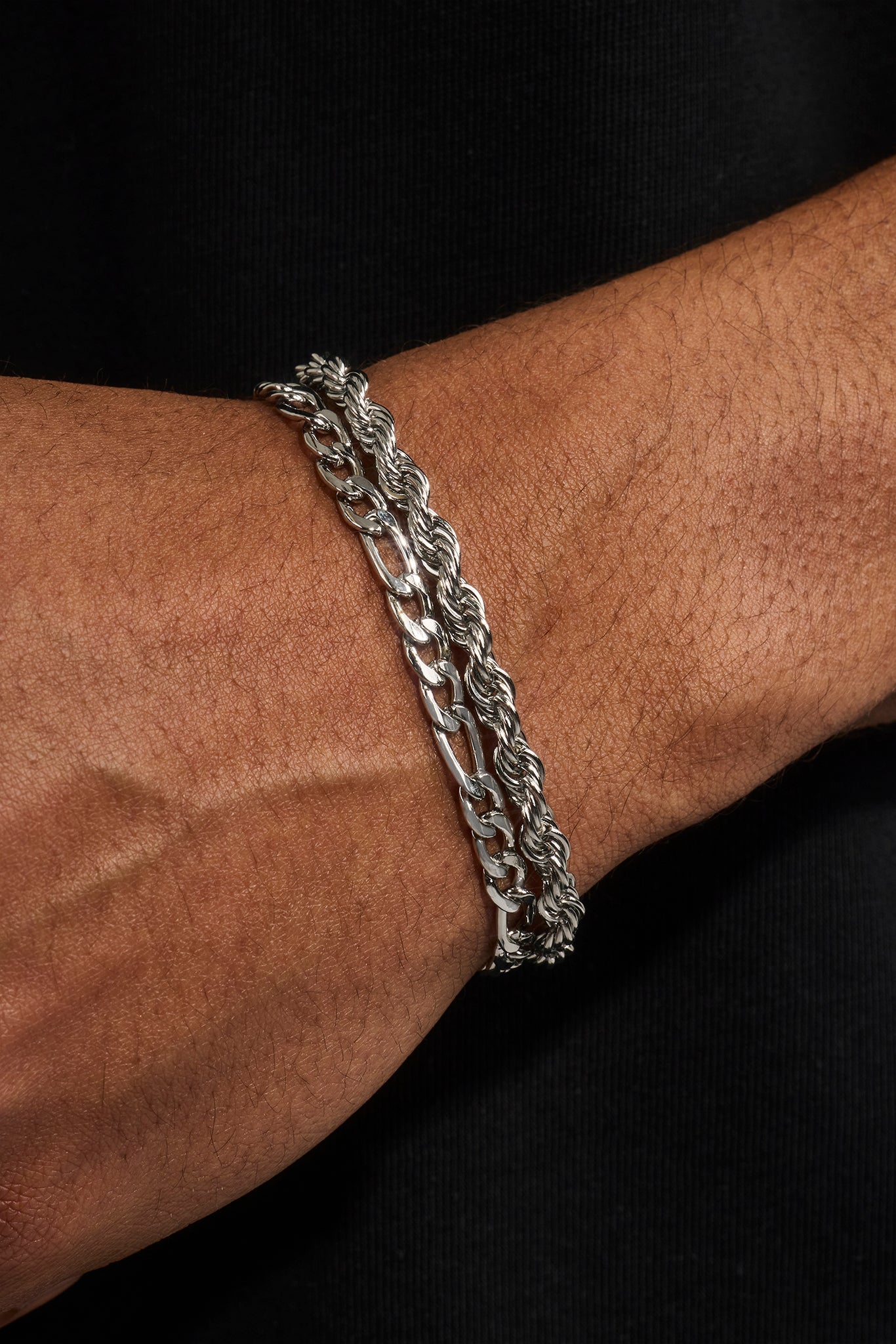 Double Rope & Figaro Bracelet - 5mm - White