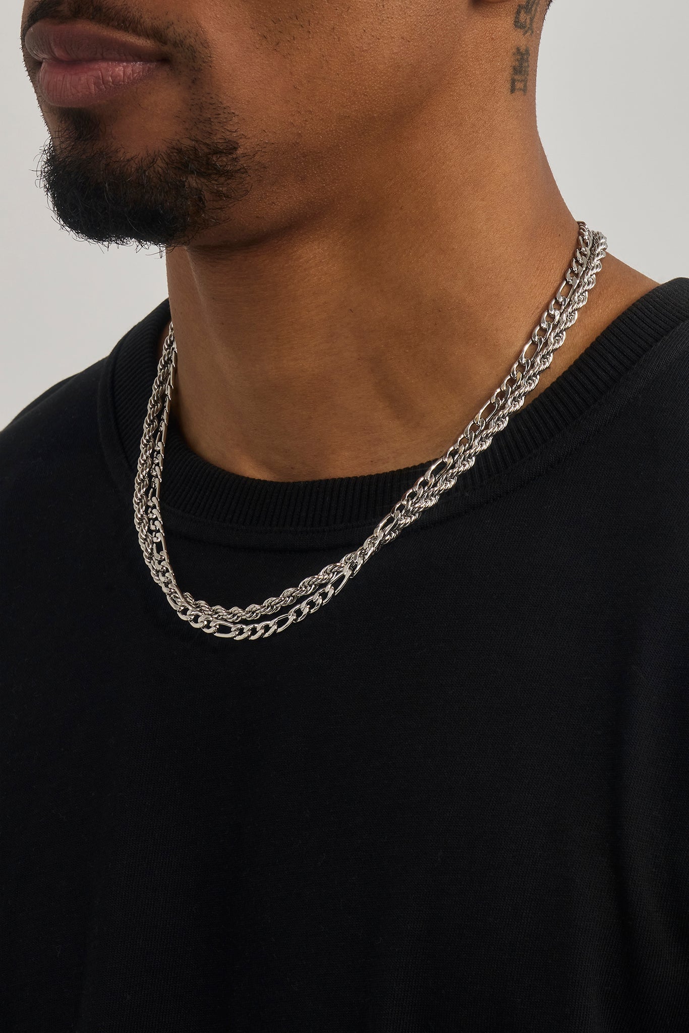 Double Rope & Figaro Chain - 5mm - White