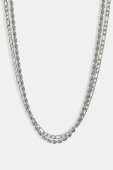 Double Rope & Figaro Chain - 5mm - White