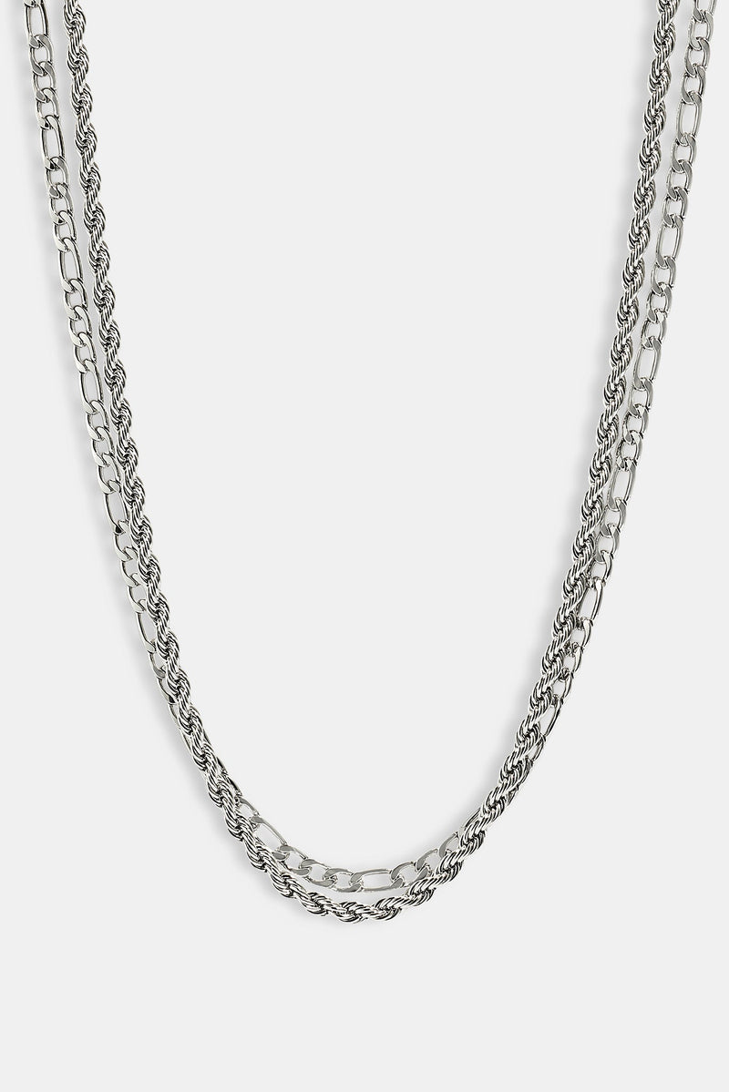Double Rope & Figaro Chain - 5mm - White | Mens Chains | Shop Cuban ...
