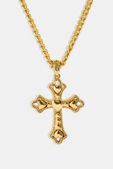 Polished Heart Cross Pendant Necklace - 25mm - Gold