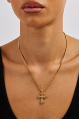 Polished Heart Cross Pendant Necklace - 25mm - Gold
