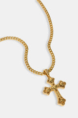 Polished Heart Cross Pendant Necklace - 25mm - Gold