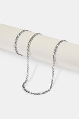 Polished Figaro Bracelet & Chain - 5mm - White