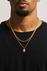 Double Layer Medal Pendant Necklace - 15mm - Gold