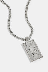 Iced Edge Cherub Pendant Necklace - 20mm - White