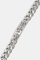 Polished Cross Miami Cuban Bracelet - 8mm - White