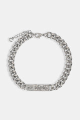 Polished Cross Miami Cuban Bracelet - 8mm - White