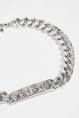 Polished Cross Miami Cuban Bracelet - 8mm - White