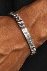 Polished Cross Miami Cuban Bracelet - 8mm - White