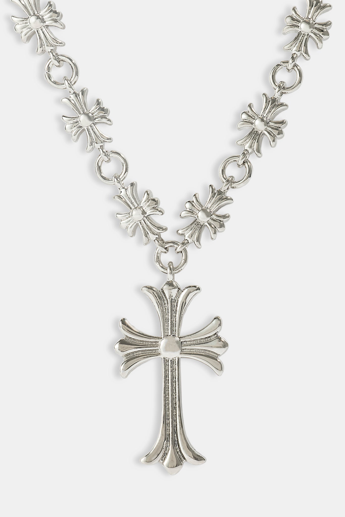 Polished Multi Cross Motif Necklace - 30mm - White