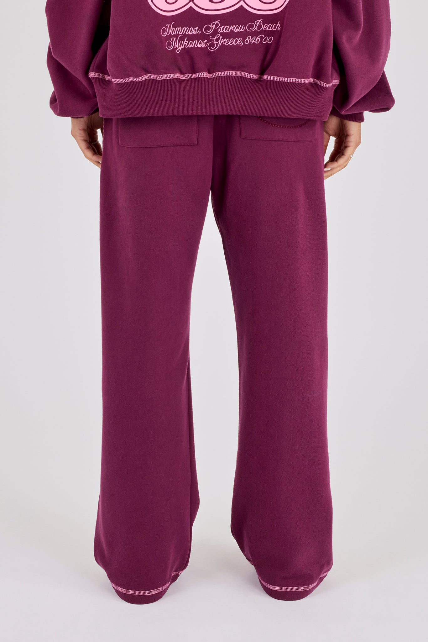 333 Cherub & Bow Wide Leg Jogger - Berry