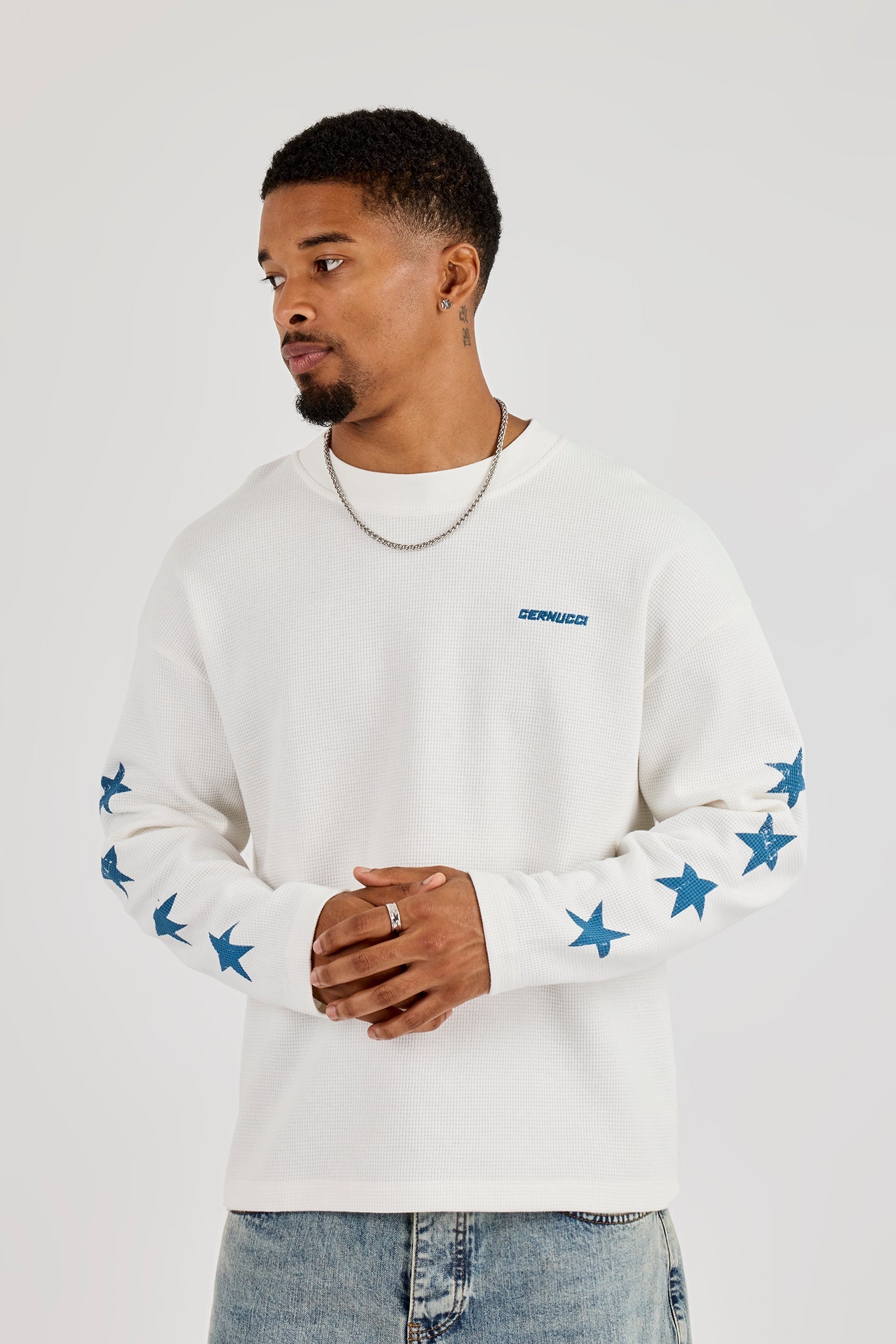Ipanema Distressed Waffle Long Sleeve T-Shirt - Off White