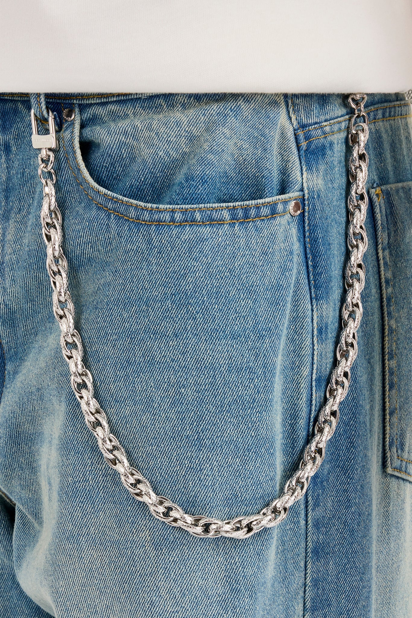 Mens Baggy Jean & 10mm Twist Link Jean Chain - Antique Wash