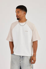 Waffle Raglan Logo T-Shirt - Stone