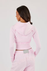 Cernucci Gothic Applique Fitted Zip Through Hoodie - Pink