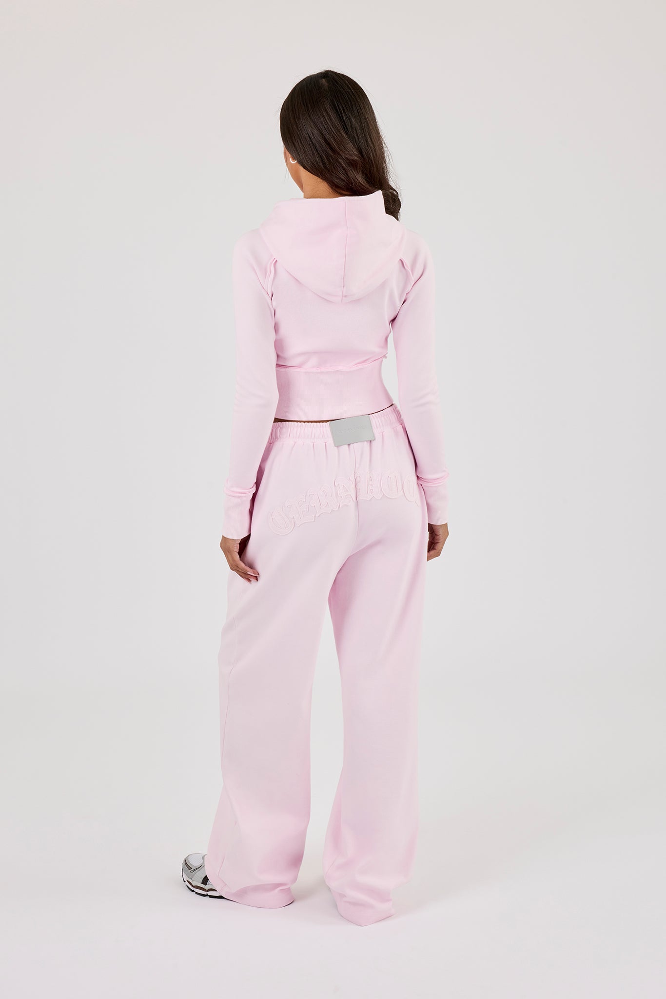 Cernucci Gothic Applique Fitted Zip Through Hoodie & Wide Leg Jogger - Pink