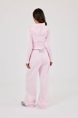 Cernucci Gothic Applique Fitted Zip Through Hoodie & Wide Leg Jogger - Pink