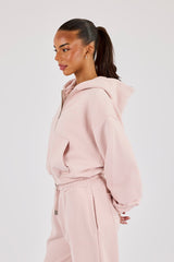 Cernucci Cropped Zip Through Hoodie - Dusty Pink
