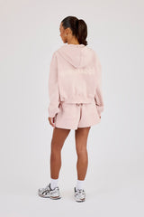 Cernucci Cropped Zip Through Hoodie & Embroidered Short - Dusty Pink