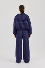 Cernucci Cropped Zip Through Hoodie & Wide Leg Jogger - Navy