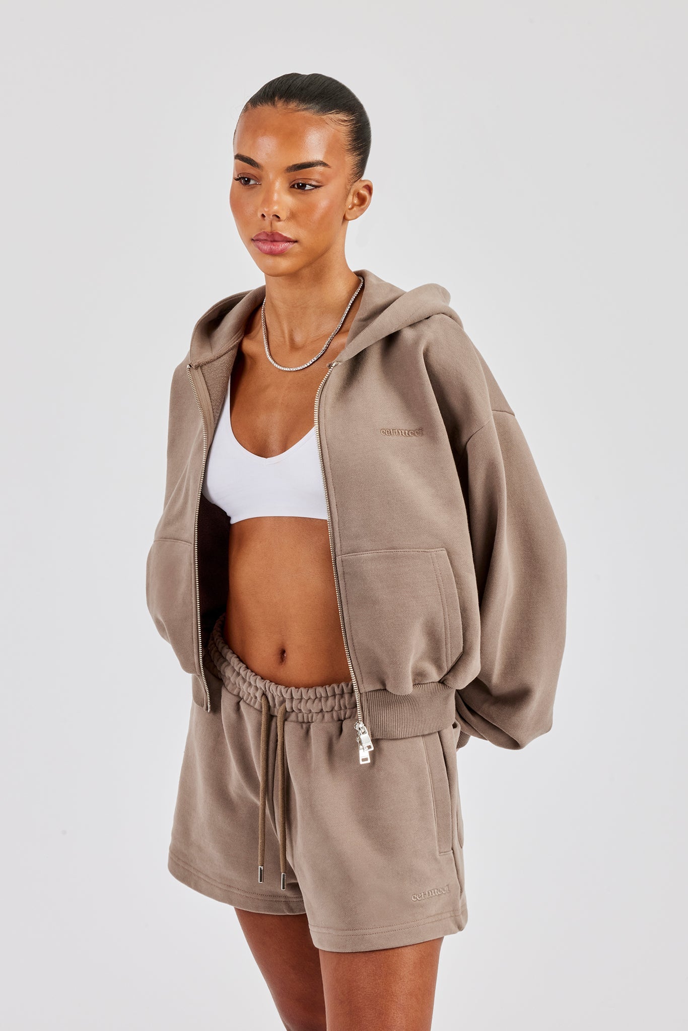 Embroidered Short - Taupe