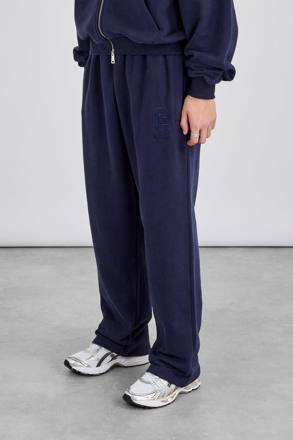 Embroidered C Relaxed Jogger - Navy Blue