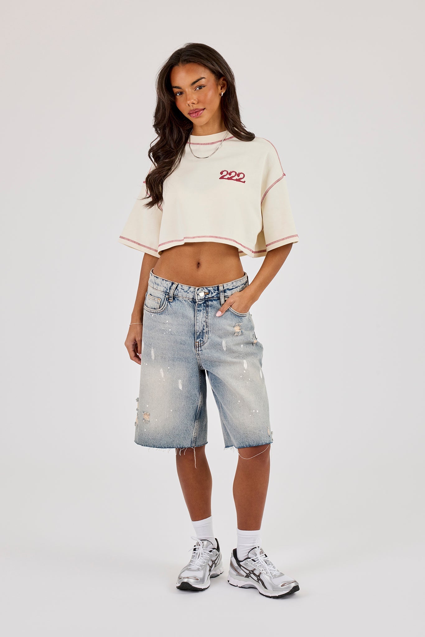 222 Cherub Cropped T-Shirt - Off White