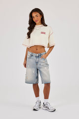222 Cherub Cropped T-Shirt - Off White