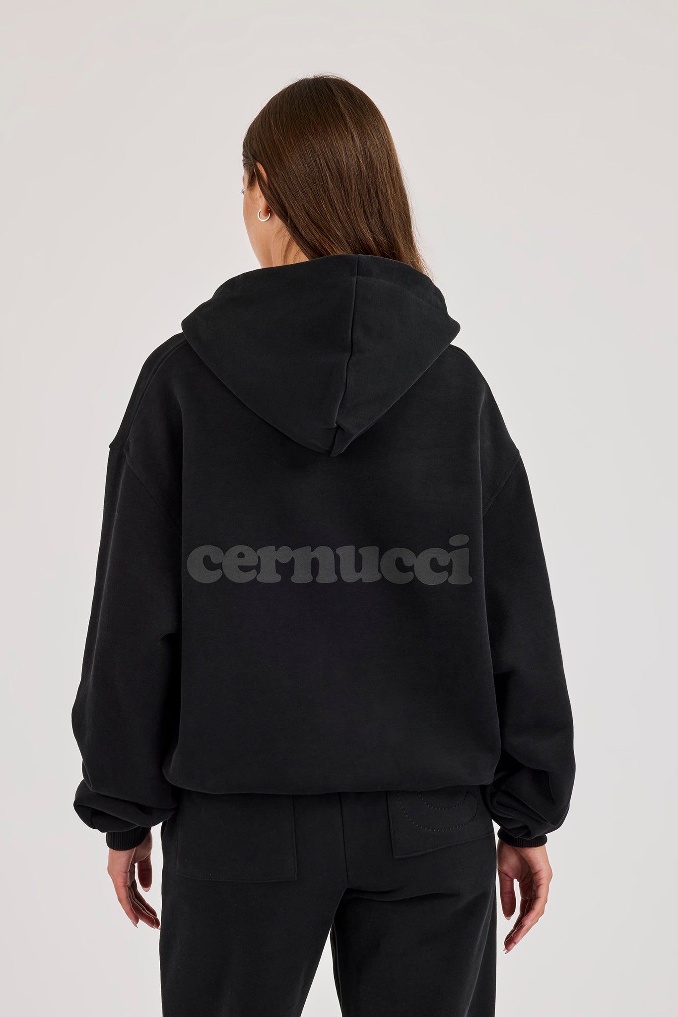 Oversized Zip Through Hoodie - Black