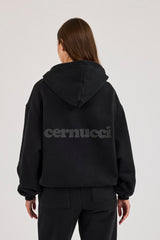 Oversized Zip Through Hoodie - Black