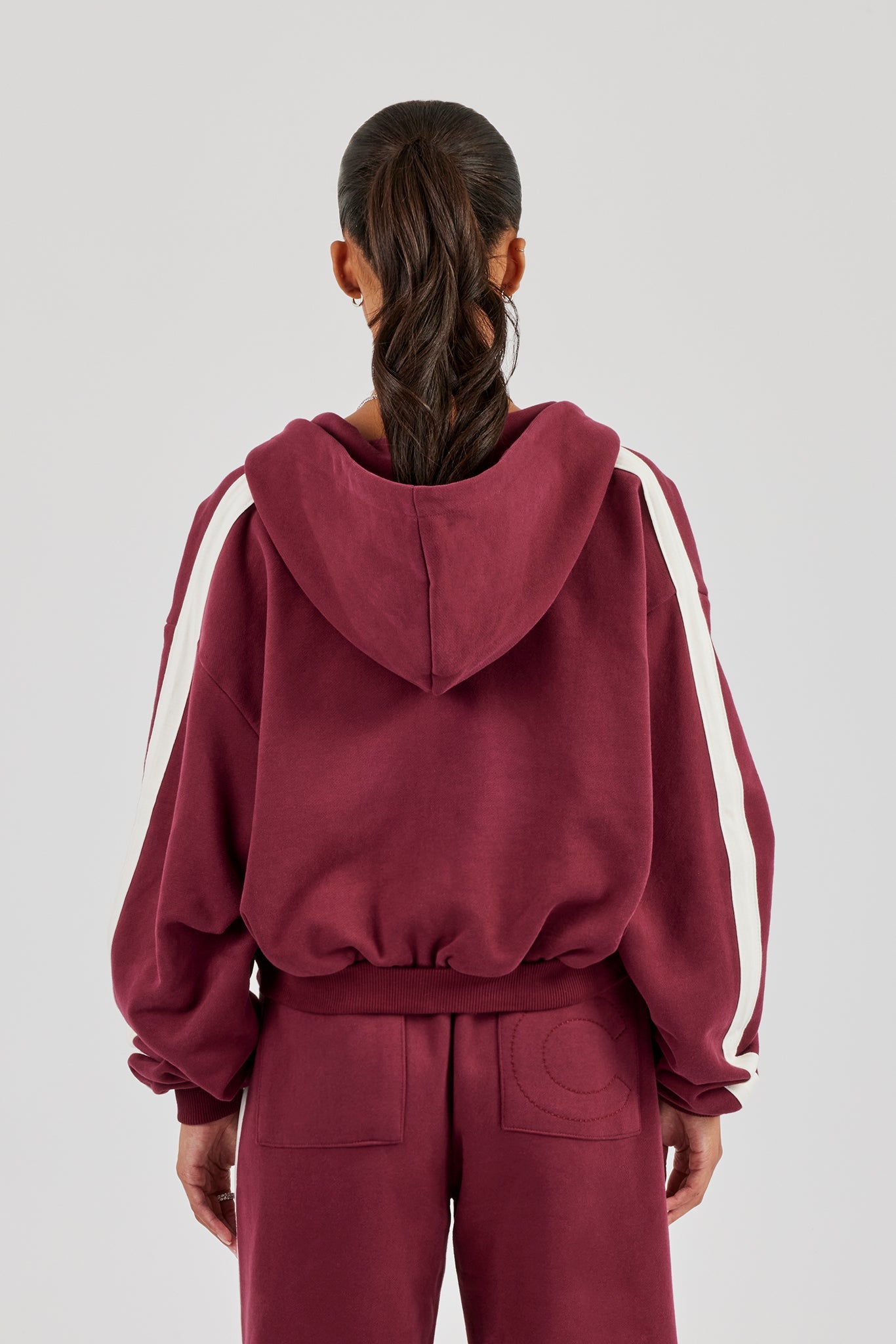 Rhone Alpes Boxy Zip Through Hoodie - Burgundy