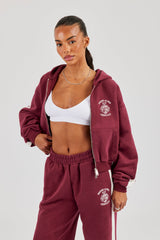 Rhone Alpes Boxy Zip Through Hoodie - Burgundy