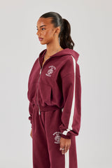 Rhone Alpes Boxy Zip Through Hoodie - Burgundy