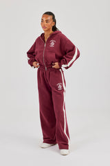 Rhone Alpes Boxy Zip Through Hoodie & Wide Leg Jogger - Burgundy