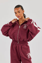 Rhone Alpes Boxy Zip Through Hoodie - Burgundy