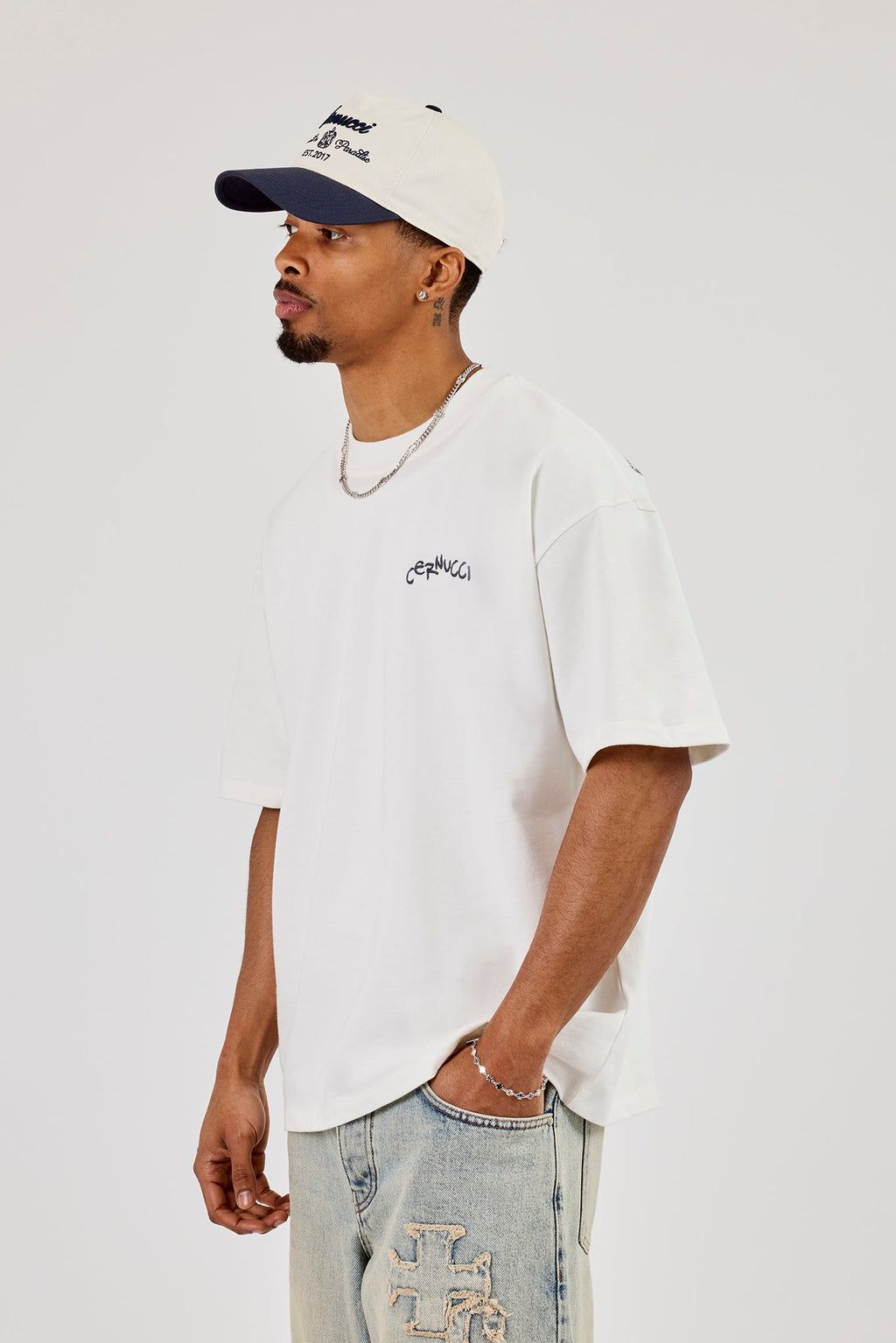 Tees With Chain Cherub Chain Stitch Oversized T-Shirt - Off White | Mens Tees & Vests ...