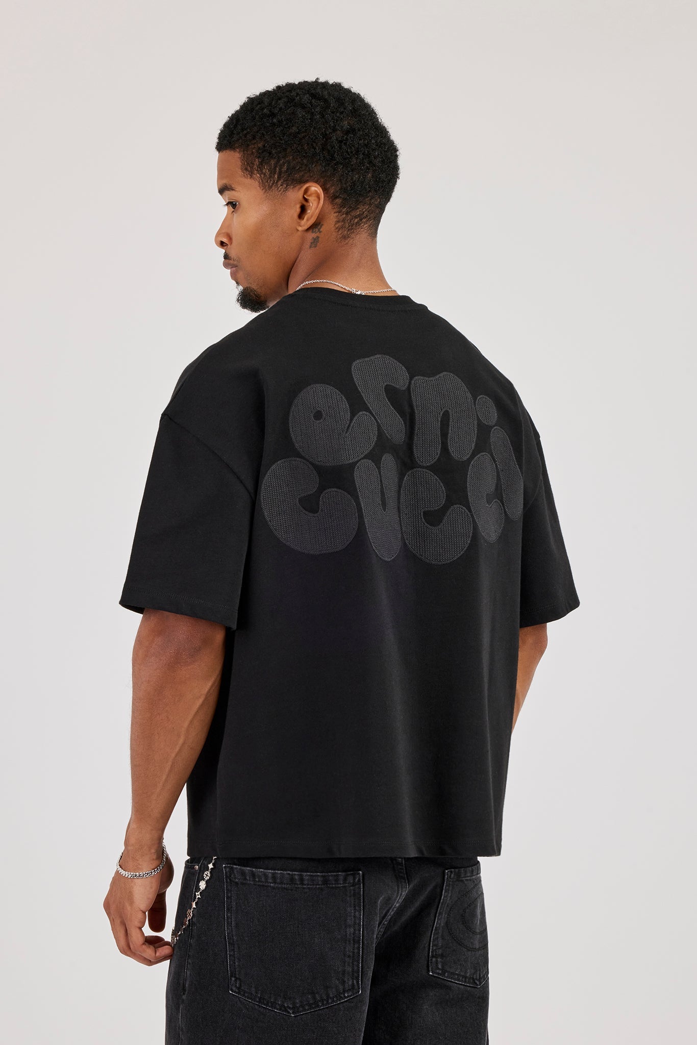 Cernucci Chain Stitch Boxy T-Shirt - Black
