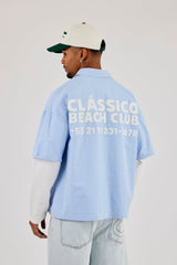 Short Sleeve Check Print Shirt - Blue