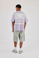 Oversized Cernucci Motorsports Print T-Shirt - Dusty Purple