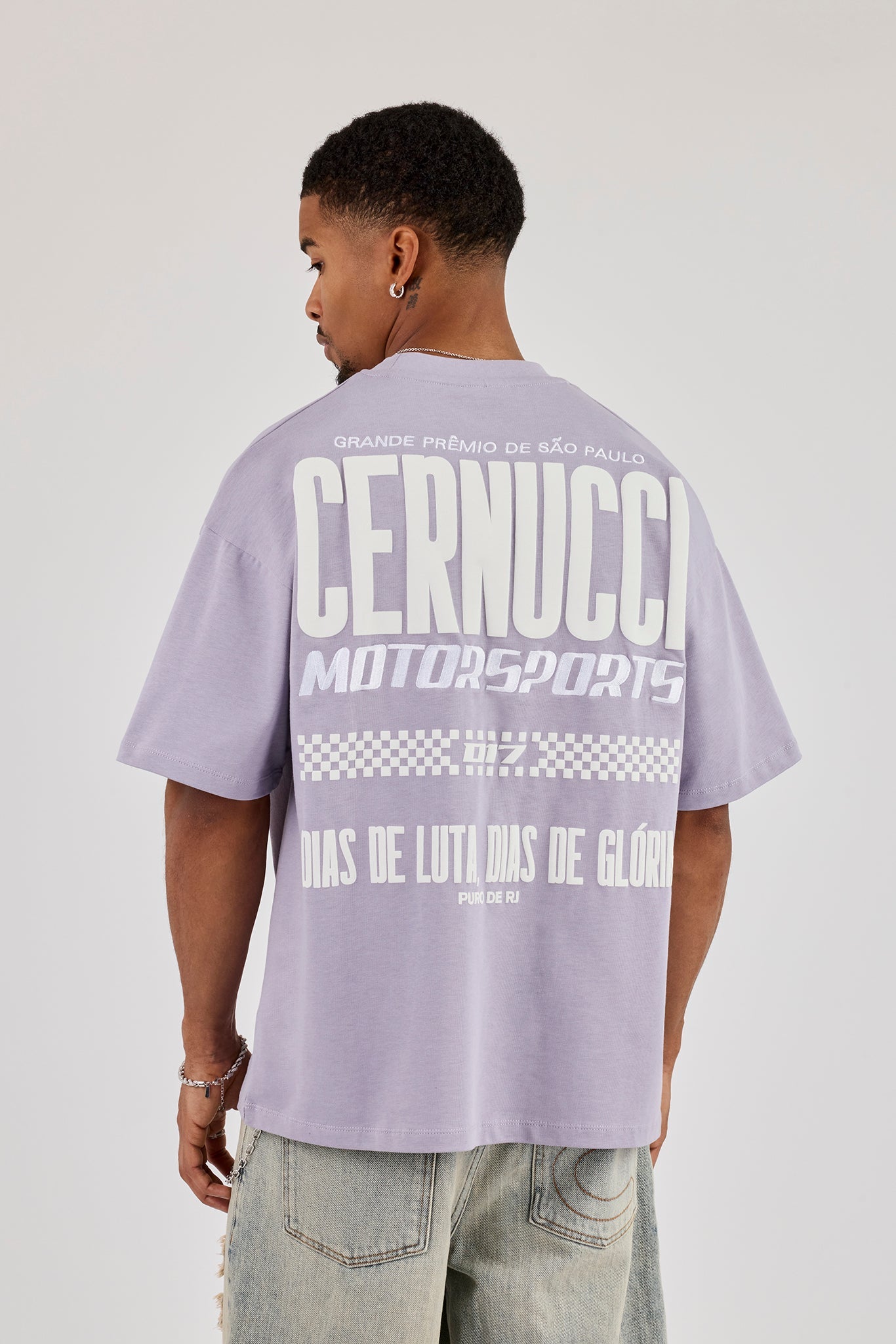 Oversized Cernucci Motorsports Print T-Shirt - Dusty Purple