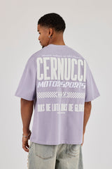Oversized Cernucci Motorsports Print T-Shirt - Dusty Purple