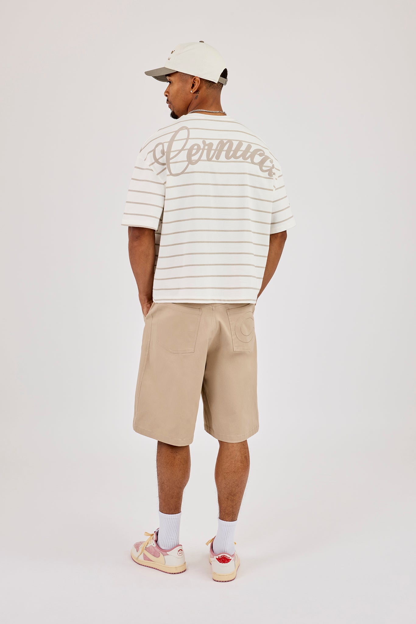 Boxy Stripe Logo T-Shirt - Taupe