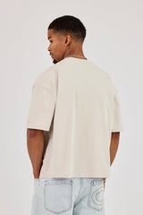 Cracked Cernucci Star Print Boxy T-Shirt - Stone
