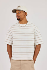 Boxy Stripe Logo T-Shirt - Taupe