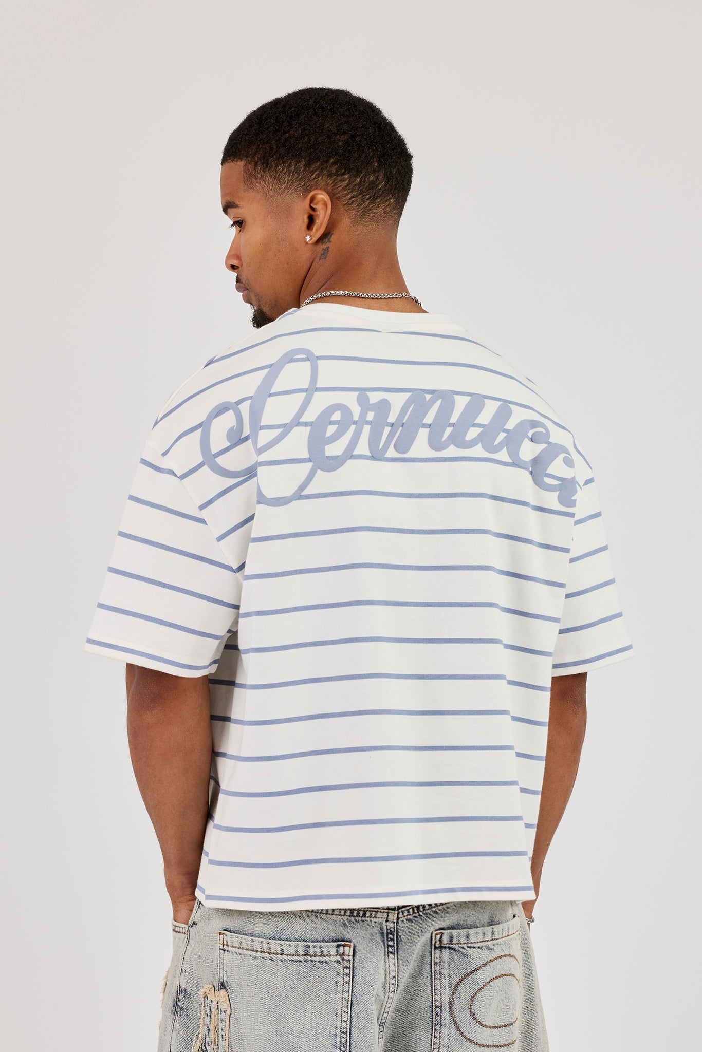 Boxy Stripe Logo T-Shirt - Off White